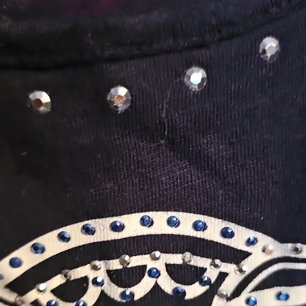 Justice Girls Navy Blue Owl Embellished Patriotic Top Size 12 Like New